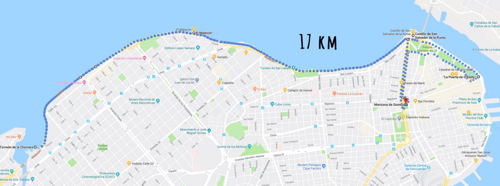 rutas de running en la Habana malecón